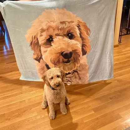 Custom Pet Portrait Blankets from Photo Personalised Dog Picture and Name Blanket Cute Cozy Christmas Gift for Pet Lovers