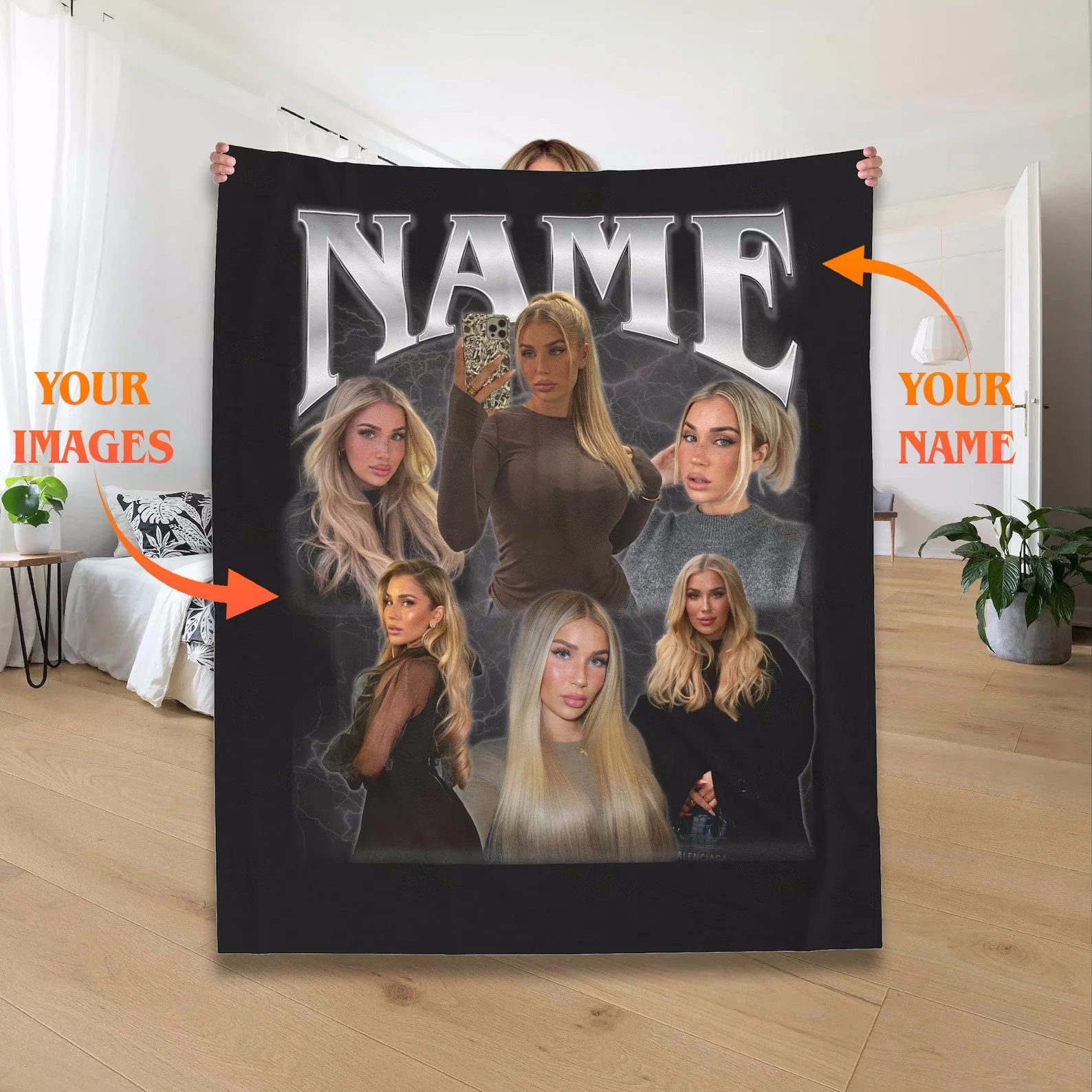 Custom Blanket with Text Photo Personalised Picture Vintage Blanket Gift for Her