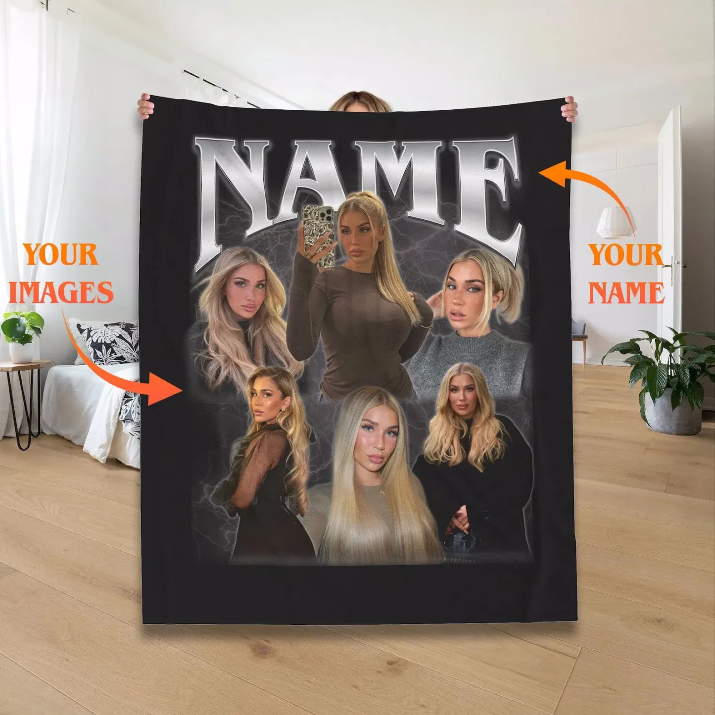 Custom Blanket with Text Photo Personalised Picture Vintage Blanket Gift for Her