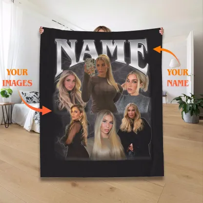 Custom Blanket with Text Photo Personalised Picture Vintage Blanket Gift for Her