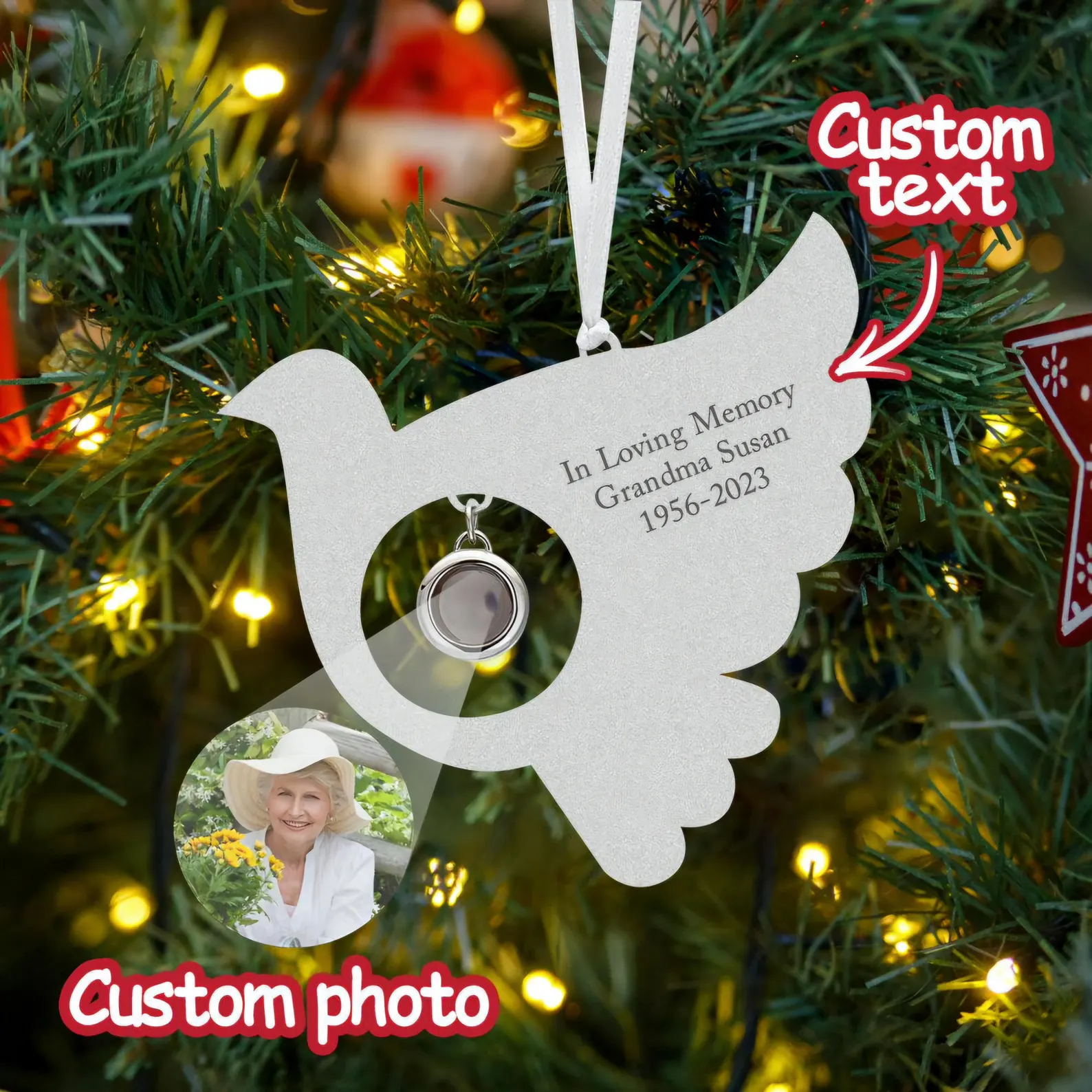 Personalised Dog Paw Christmas Ornament with Picture Inside Custom Engraved Photo Ornament for Christmas Decor for Xmas