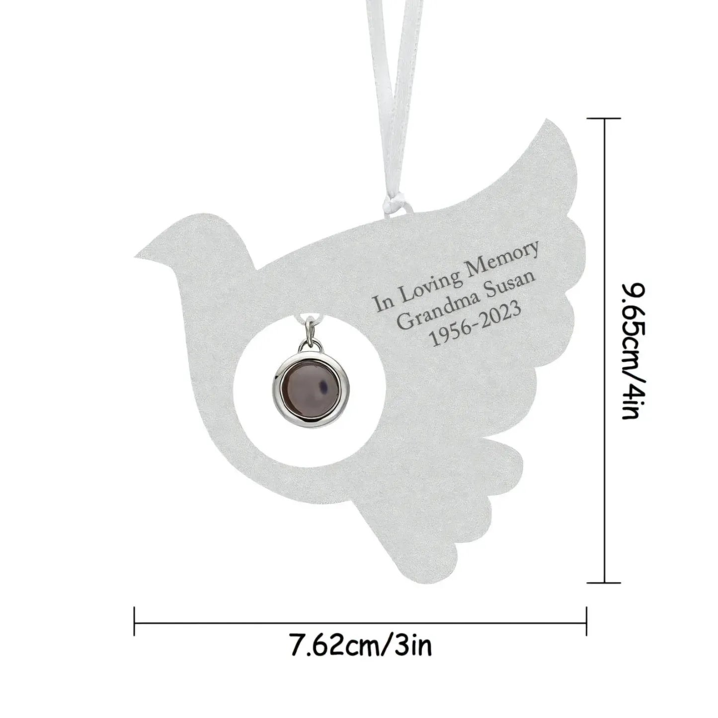 Personalised Photo Projection Memorial Ornament to Remember a Lost Family Member with Text Engraved