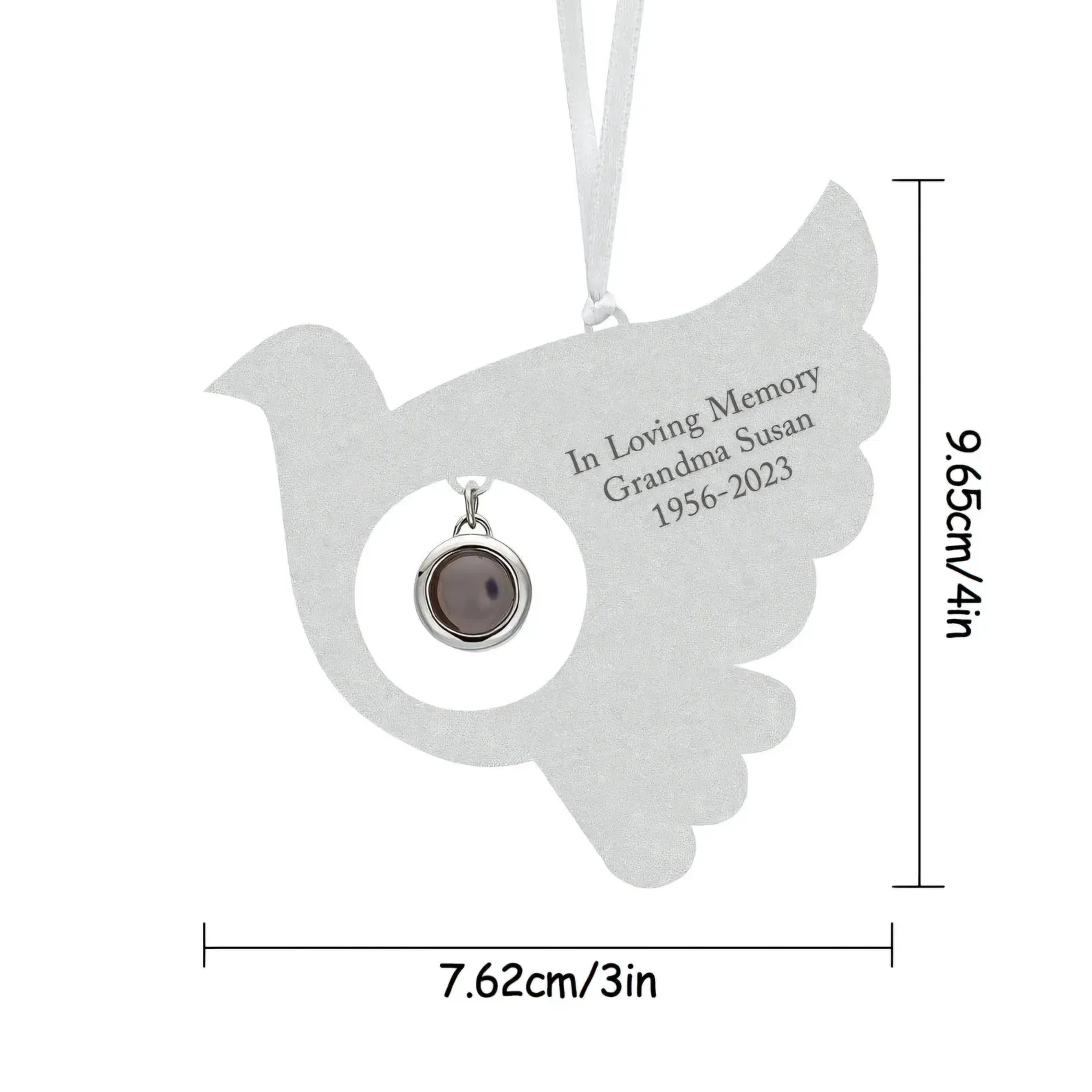 Personalised Photo Projection Memorial Ornament to Remember a Lost Family Member with Text Engraved