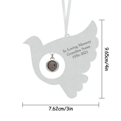 Personalised Photo Projection Memorial Ornament to Remember a Lost Family Member with Text Engraved