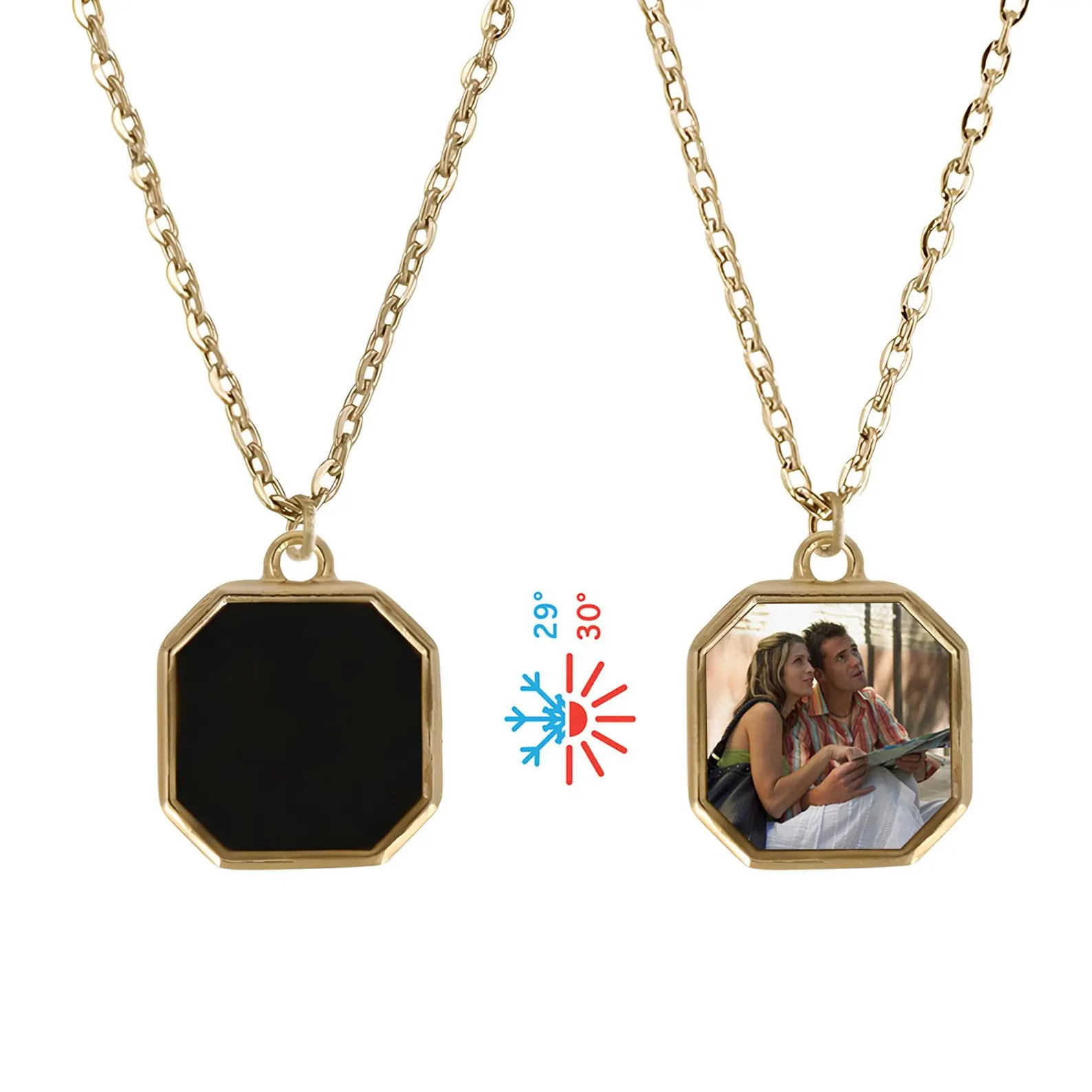 Personalised Heat-Activated Magic Necklace Custom Thermochromic Photo Pendant Hidden Picture Memorial Gift Valentine's Gift