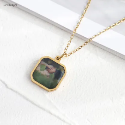 Personalised Heat-Activated Magic Necklace Custom Thermochromic Photo Pendant Hidden Picture Memorial Gift Valentine's Gift