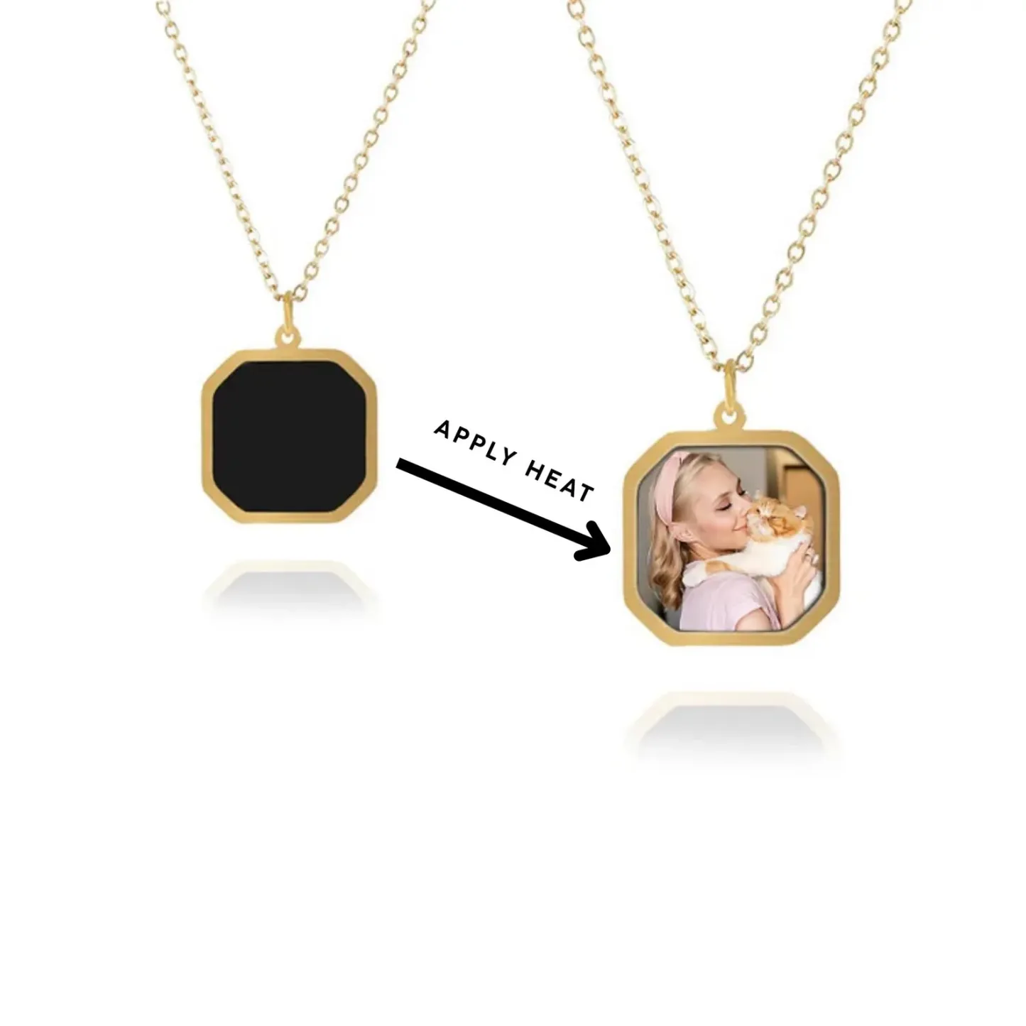 Personalised Heat-Activated Magic Necklace Custom Thermochromic Photo Pendant Hidden Picture Memorial Gift Valentine's Gift