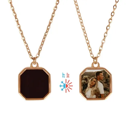 Personalised Heat-Activated Magic Necklace Custom Thermochromic Photo Pendant Hidden Picture Memorial Gift Valentine's Gift