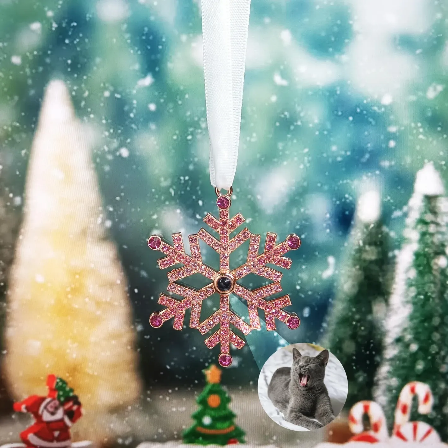 Personalised Christmas Picture Ornament with Custom Photo Projection for Tree Hanging Xmas Gifts