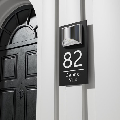 Custom House Signs with Solar LED Light Door Number Plaque Home Address Signs House Warming Gift