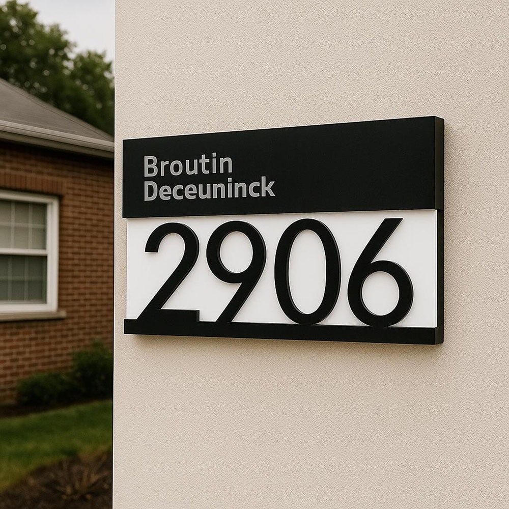 Solar Powered LED House Address Plaque Personalised Number Sign Waterproof Outdoor Door Sign