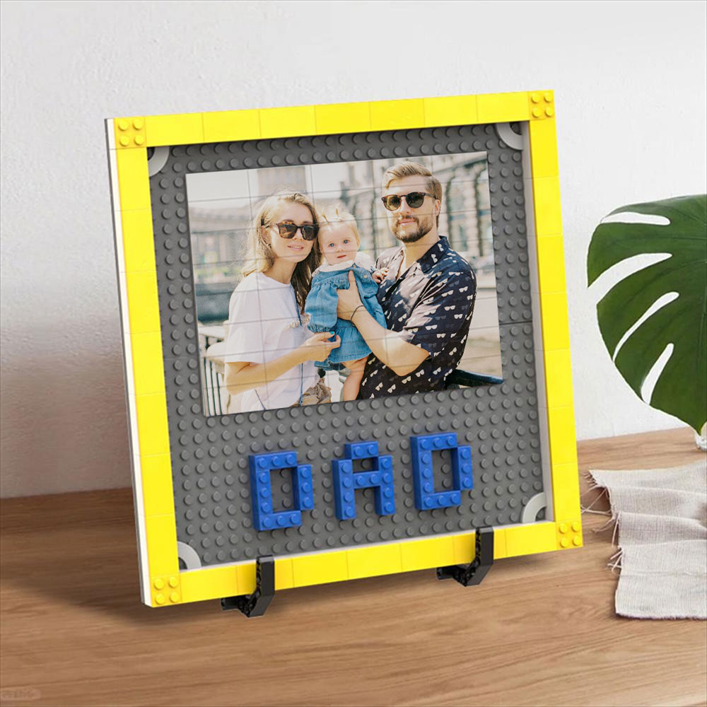 Personalised Photo Puzzle Building Blocks Father's Day Gifts Custom Dad and Papa Building Bricks Picture Frame Gift for Dad