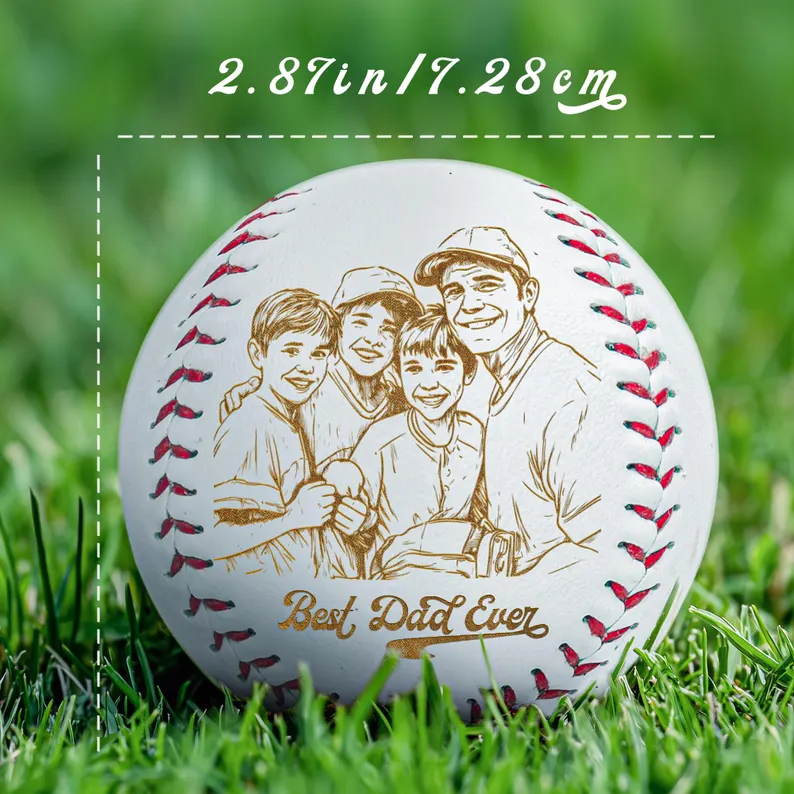 Personalised Photo on Baseball Ball Engraved Custom Your Kids Picture Father's Day Present