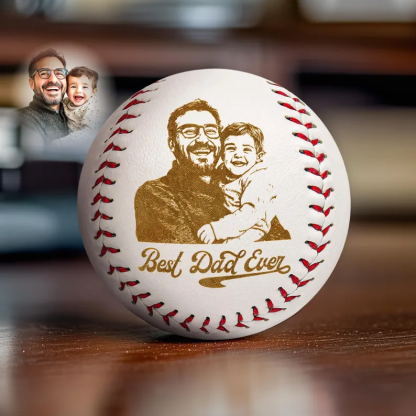 Personalised Photo on Baseball Ball Engraved Custom Your Kids Picture Father's Day Present