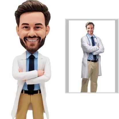 Fully Body Customizable 1 Person Custom Male Bobbleheads with Text Engraved