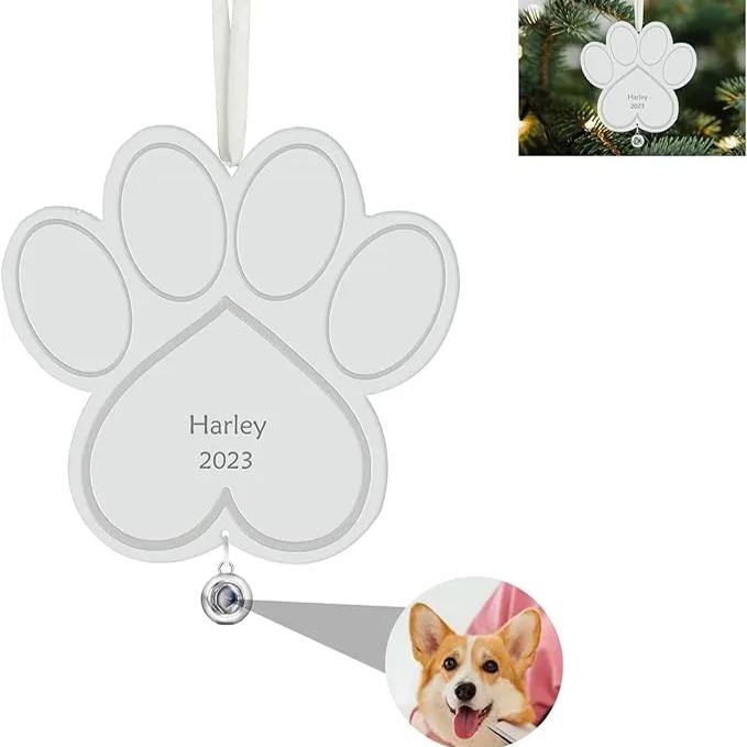 Personalised Photo Projection Memorial Ornament to Remember a Lost Family Member with Text Engraved