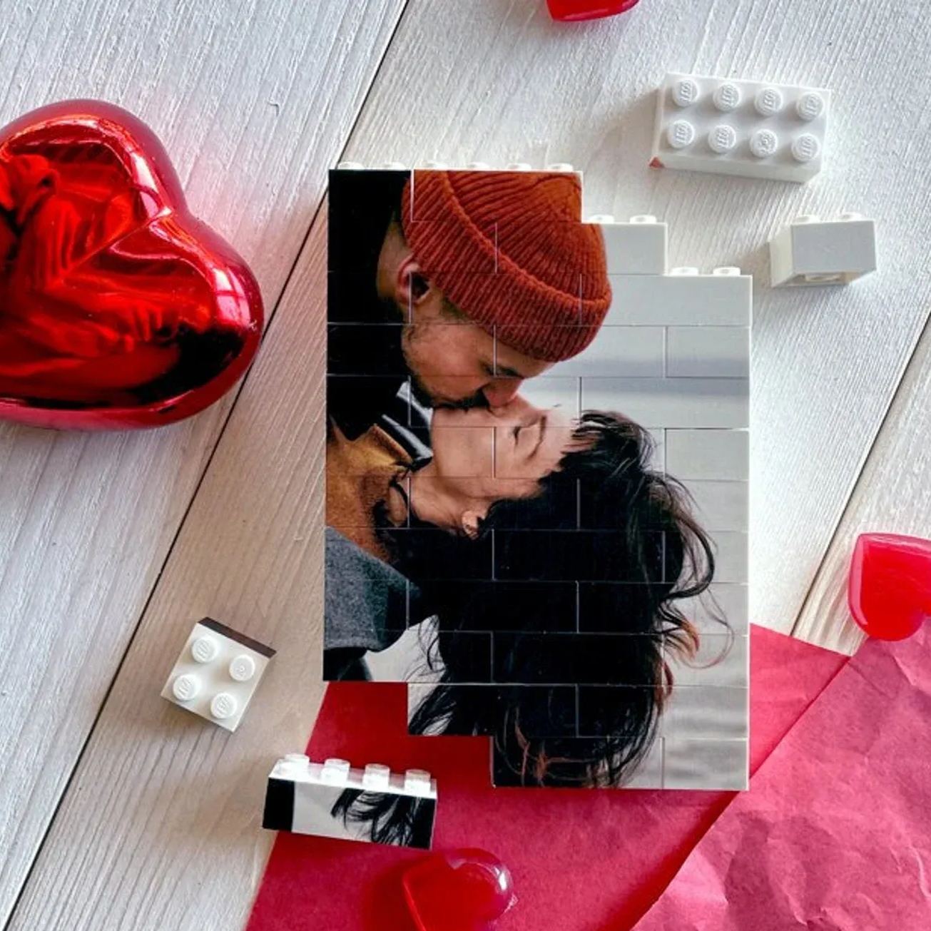Personalised Building Brick Valentine's Day Gift Photo Block Love Puzzle Brick Gift