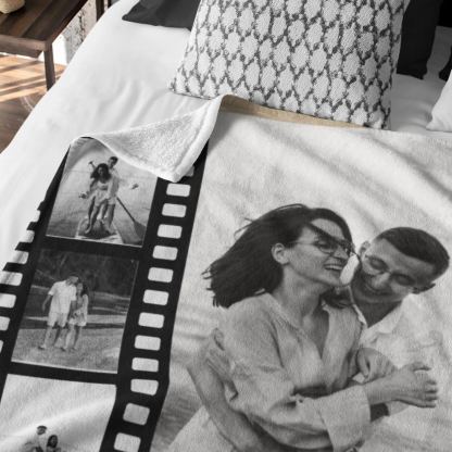 Personalised Movie Film Collage Photo Blanket Custom Throw Blanket with Pictures Anniversary Gifts for Couple