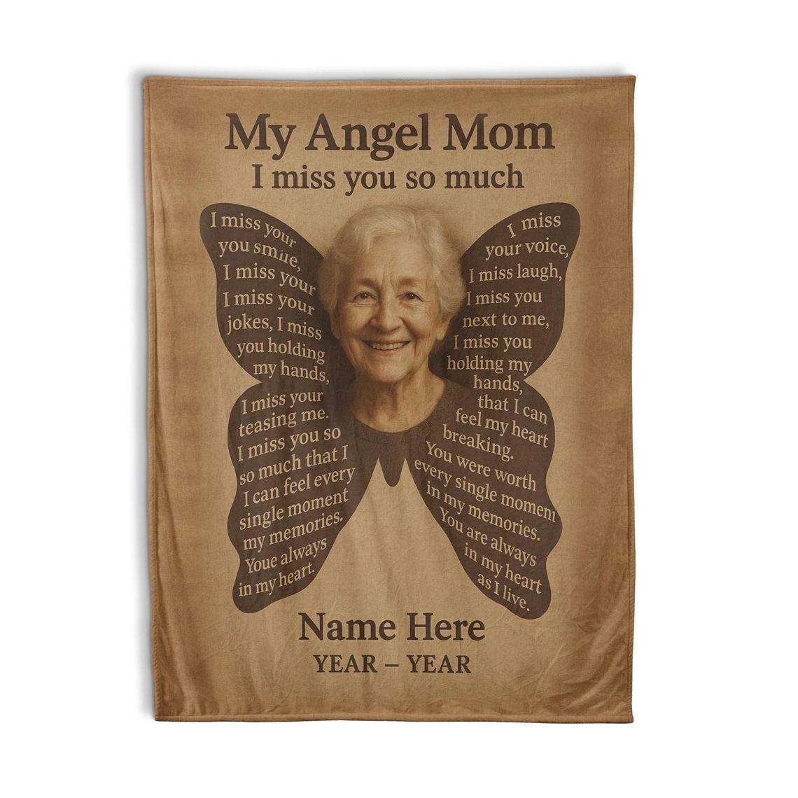 Custom Photo Blanket Butterfly Personalised Custom Blanket with  Photos Gift for Grandma