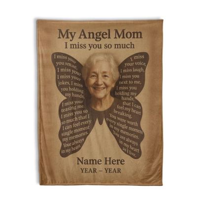 Custom Photo Blanket Butterfly Personalised Custom Blanket with  Photos Gift for Grandma