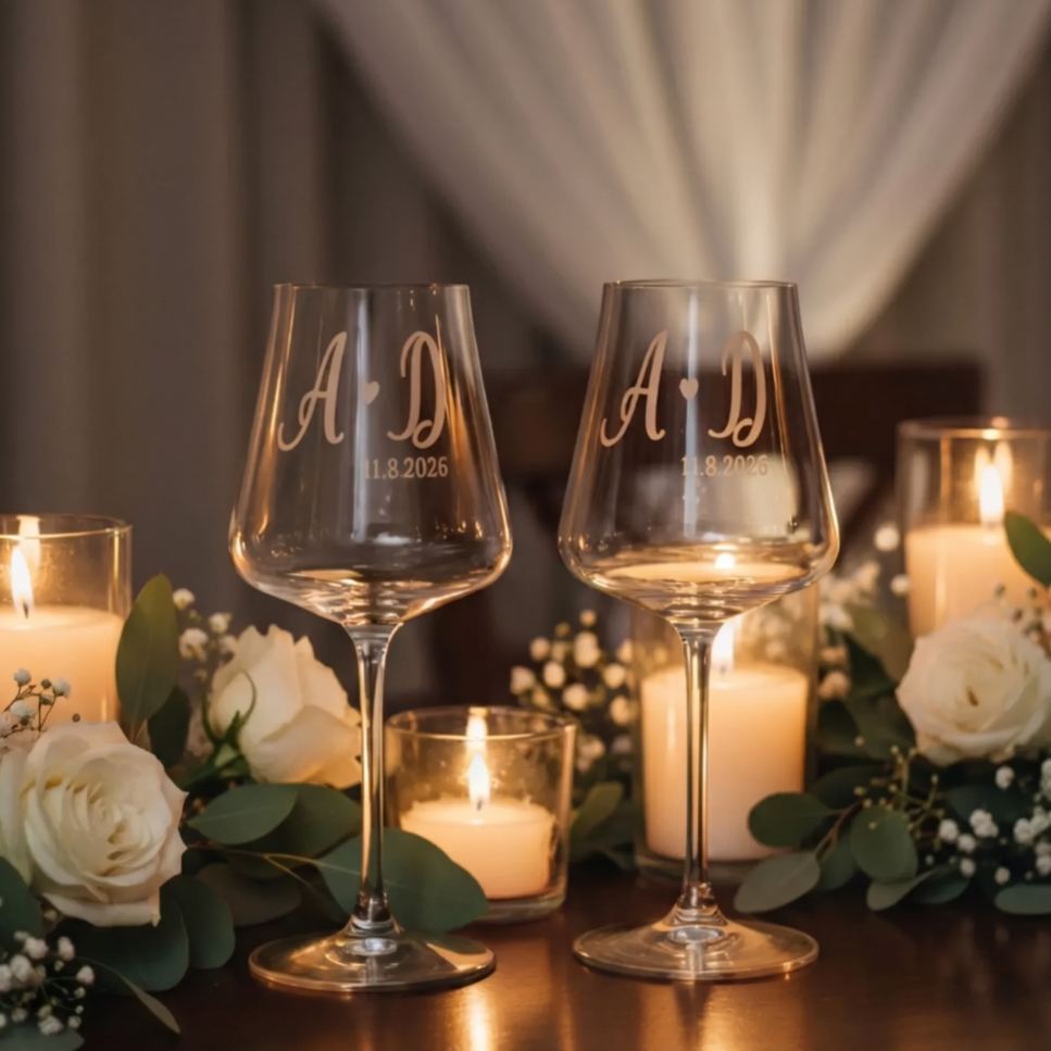 Custom Glassware Gift Box Set with Engraved Glasses Laser Engraved Glasses Personalised Wedding Gifts