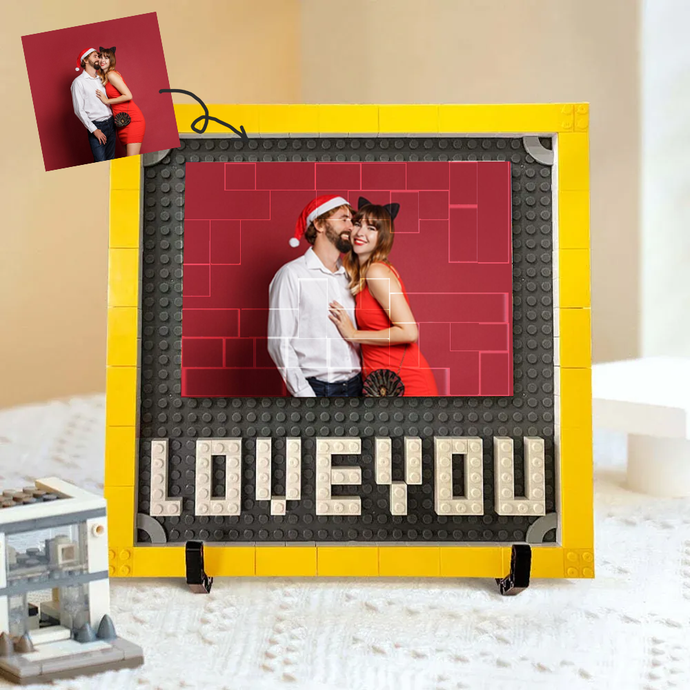 Custom Building Brick Valentine's Day Gift Photo Block Personalised I Love You Puzzle Brick Gift