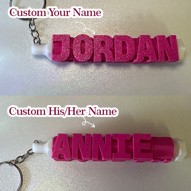 Personalised 3D Printed Name Keychain Custom Text Key Ring  Name Tags for School Bags Unique Gifts for Kids