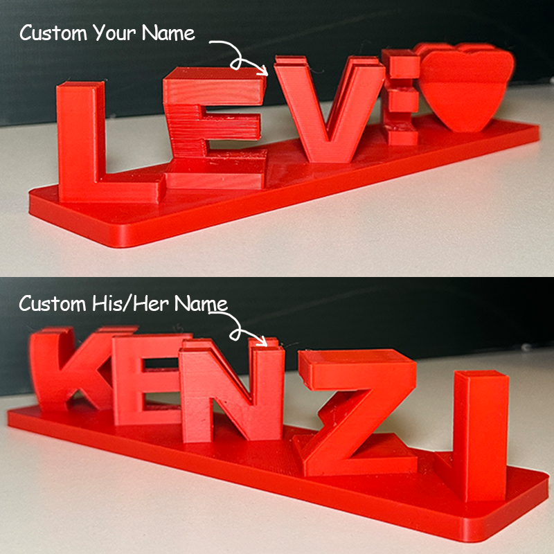 Personalised Dual Name Illusion Love 3D Printed Custom Name Plate Customized Double Sided Words Plate Best Valentines Gift