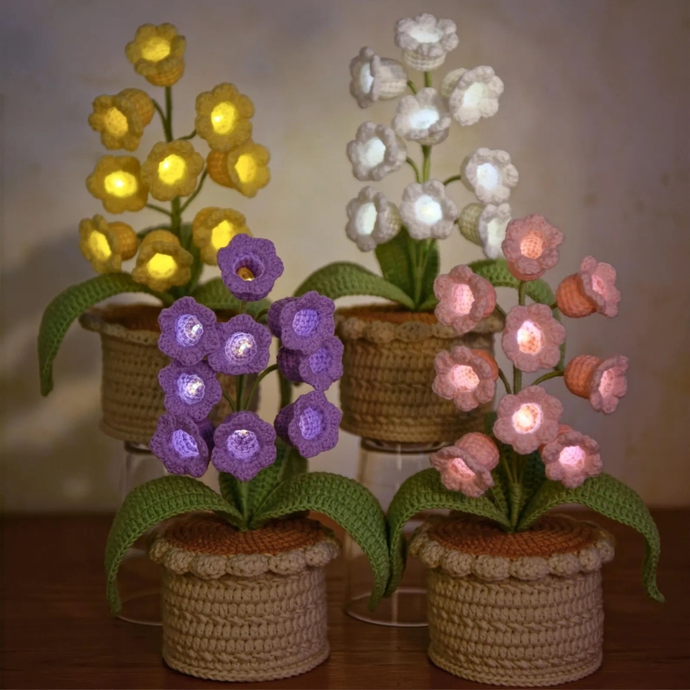 LED Glowing Lily of the Valley - Handmade Knit Flower Decor Light for Home