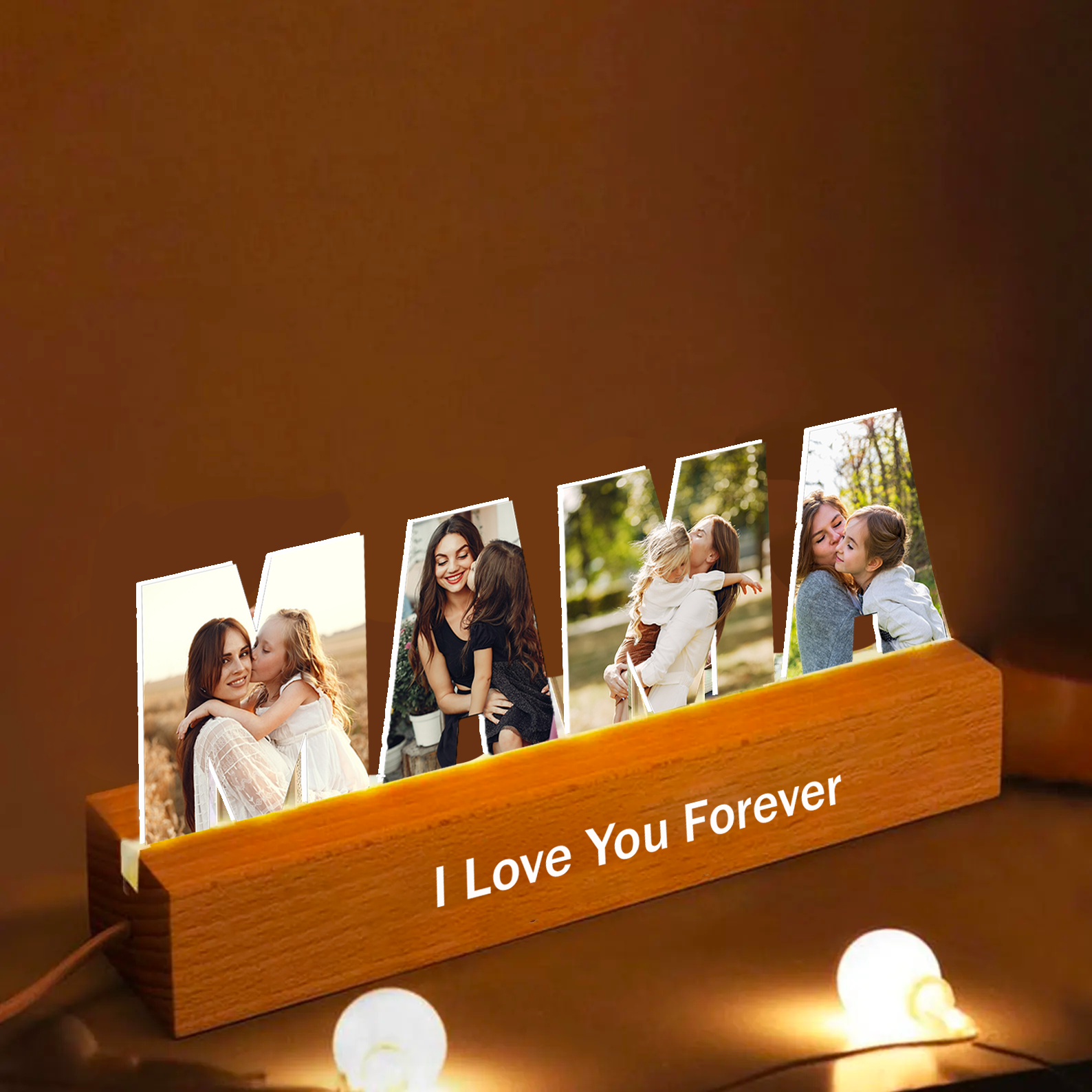 Personalised Photo Collage Night Light Custom Text Photo Led Light Mama Gift
