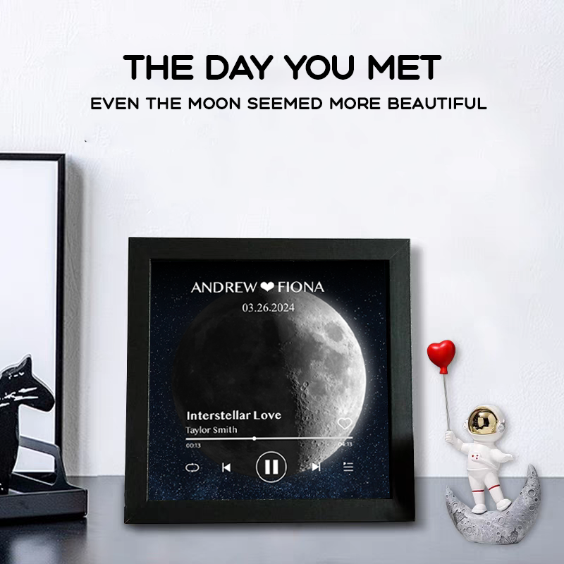Personalised Moon Phase Music Photo Frame Custom Date The Day You Were Born Anniversary Gift (Can Play Music)