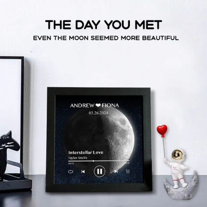 Personalised Moon Phase Music Photo Frame Custom Date The Day You Were Born Anniversary Gift (Can Play Music)