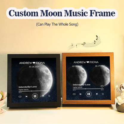 Personalised Moon Phase Music Photo Frame Custom Date The Day You Were Born Anniversary Gift (Can Play Music)