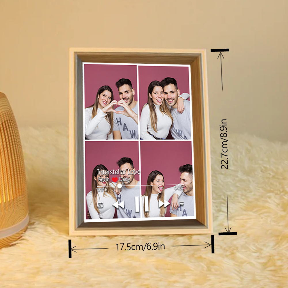Custom Collage Photo Music Frame with Song Album Cover Personalised Photo Valentine’s Gifts (Can Play Music)