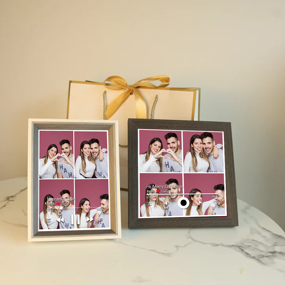Custom Collage Photo Music Frame with Song Album Cover Personalised Photo Valentine’s Gifts (Can Play Music)
