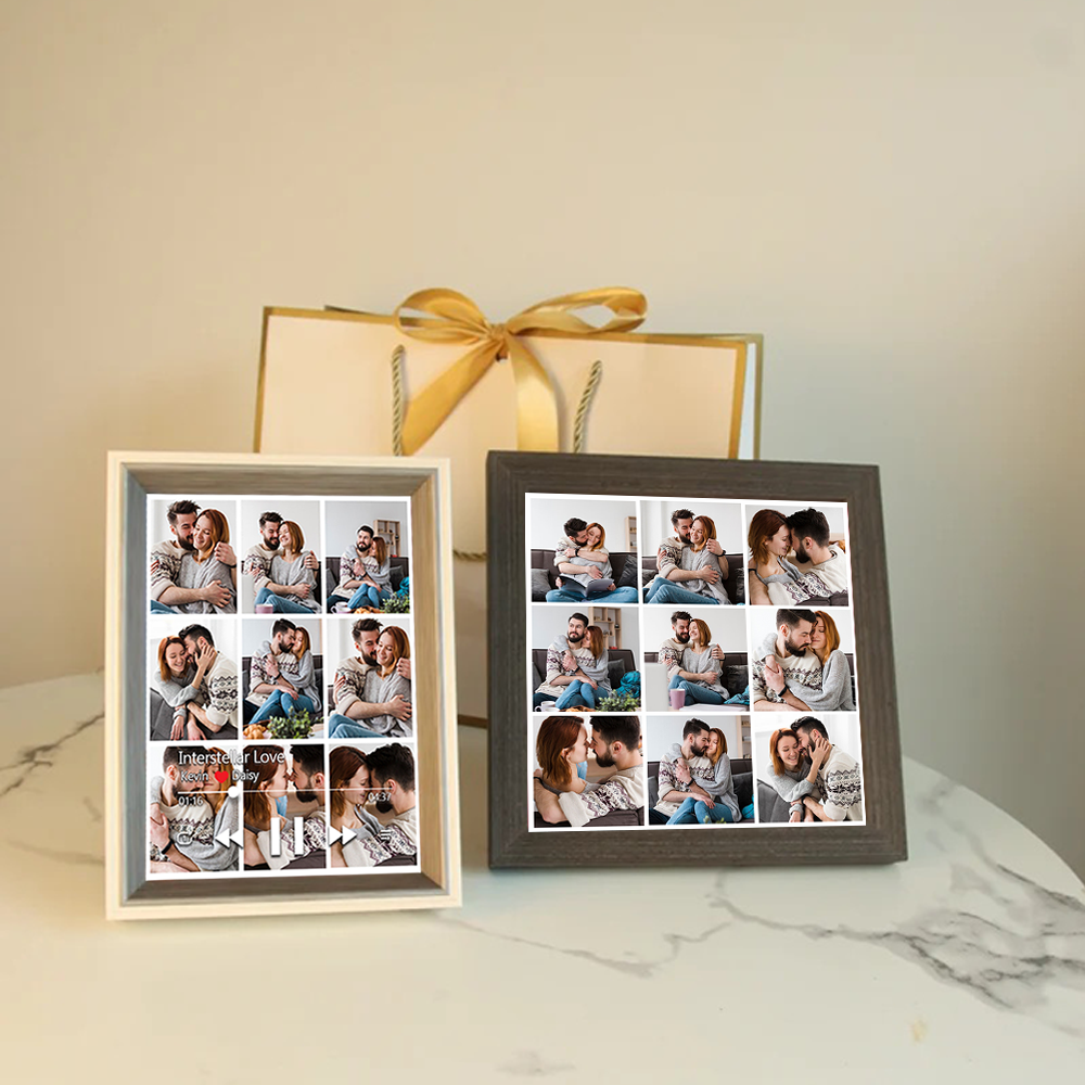 Custom Collage Photo Music Frame with Song Album Cover Personalised Photo Valentine’s Gifts (Can Play Music)