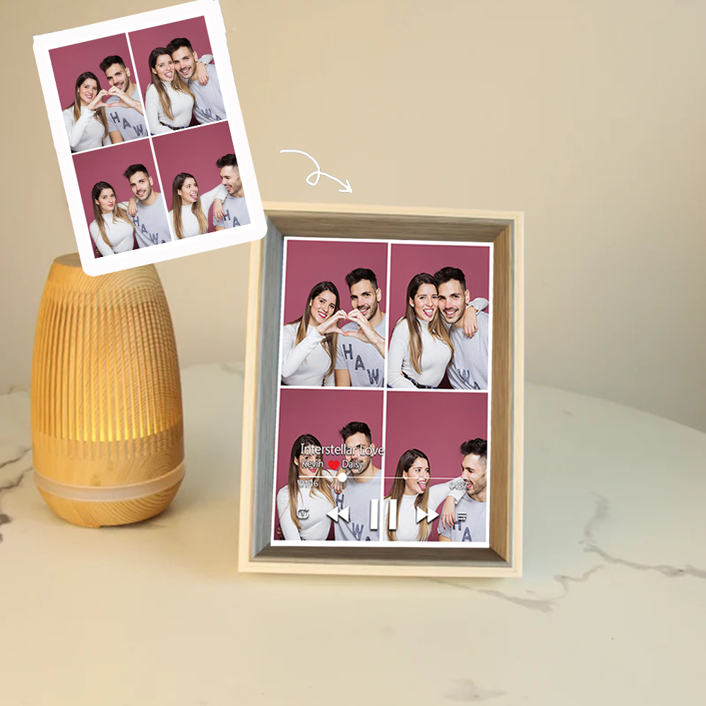 Custom Collage Photo Music Frame with Song Album Cover Personalised Photo Valentine’s Gifts (Can Play Music)