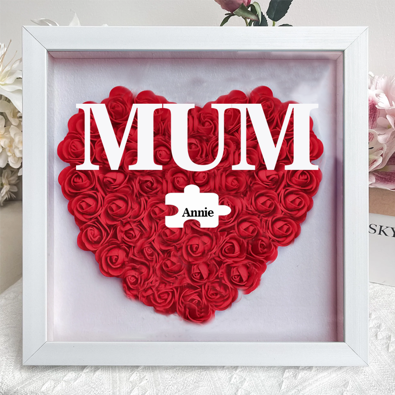 Personalised Flower Shadow Box Custom Puzzle Names Rose Frame Mother’s