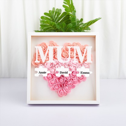 Personalised Flower Shadow Box Custom Puzzle Names Rose Frame Mother’s Day Gift for Mom, Grandma, Nana
