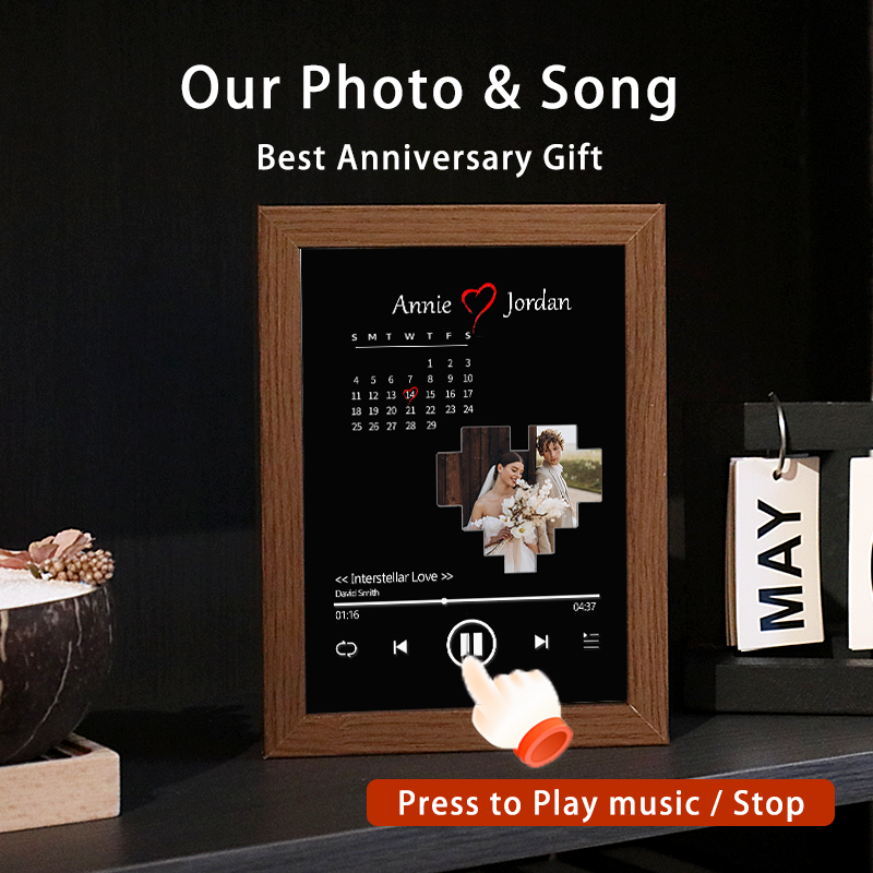 Custom Whole Song Photo Frame with Music Personalised Picture Frame Valentine's Day Gifts (Can Play Whole Song)