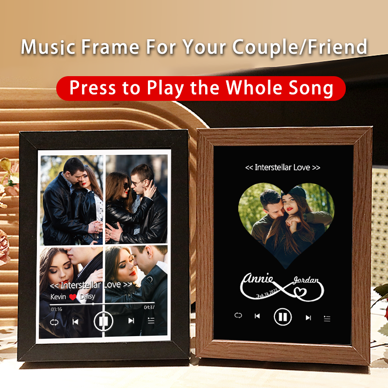 Custom Whole Song Photo Frame with Music Personalised Picture Frame Valentine's Day Gifts (Can Play Whole Song)