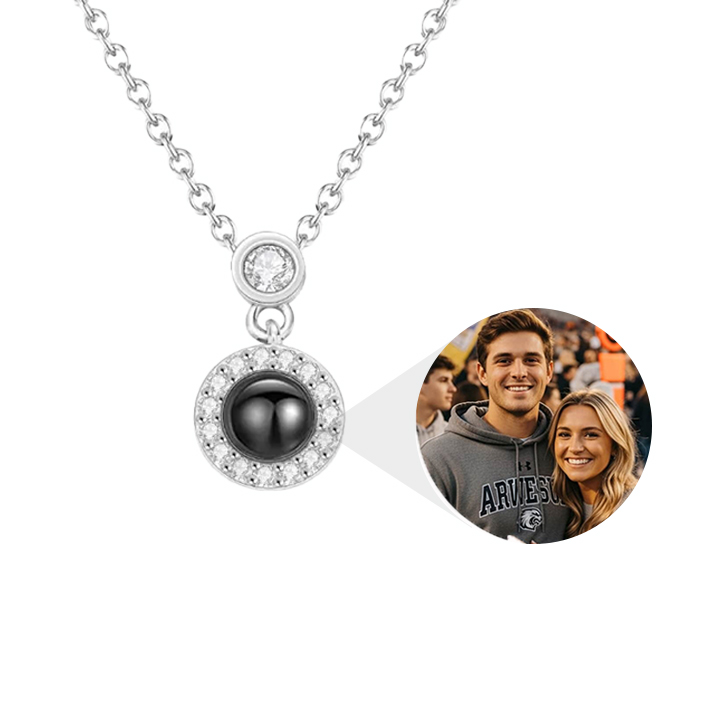 Personalised Photo Necklace Projection Petite Halo Locket Jewelry Heartfelt Gift for Women