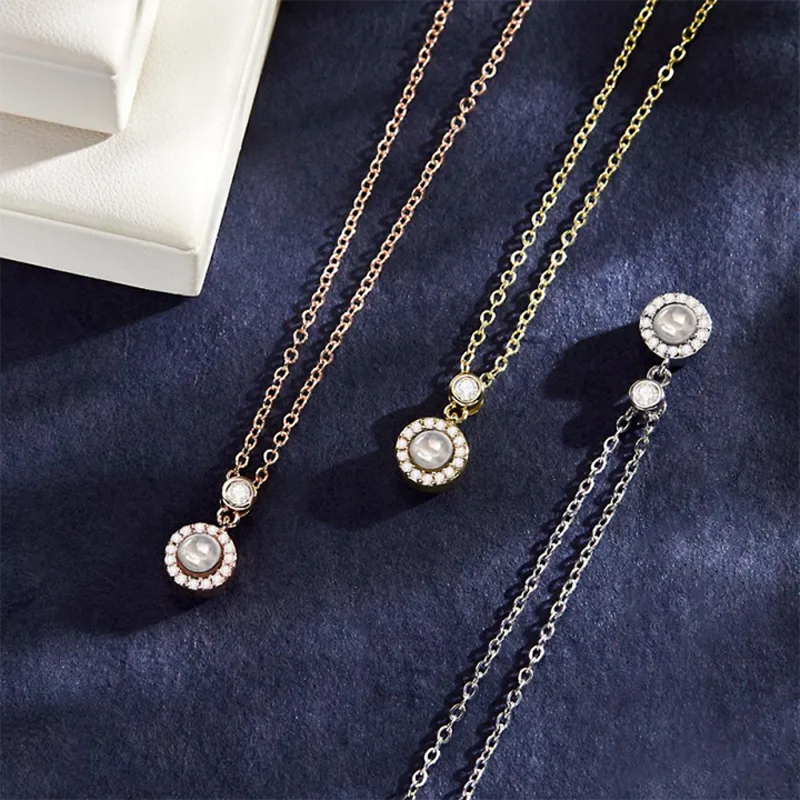 Personalised Photo Necklace Projection Petite Halo Locket Jewelry Heartfelt Gift for Women