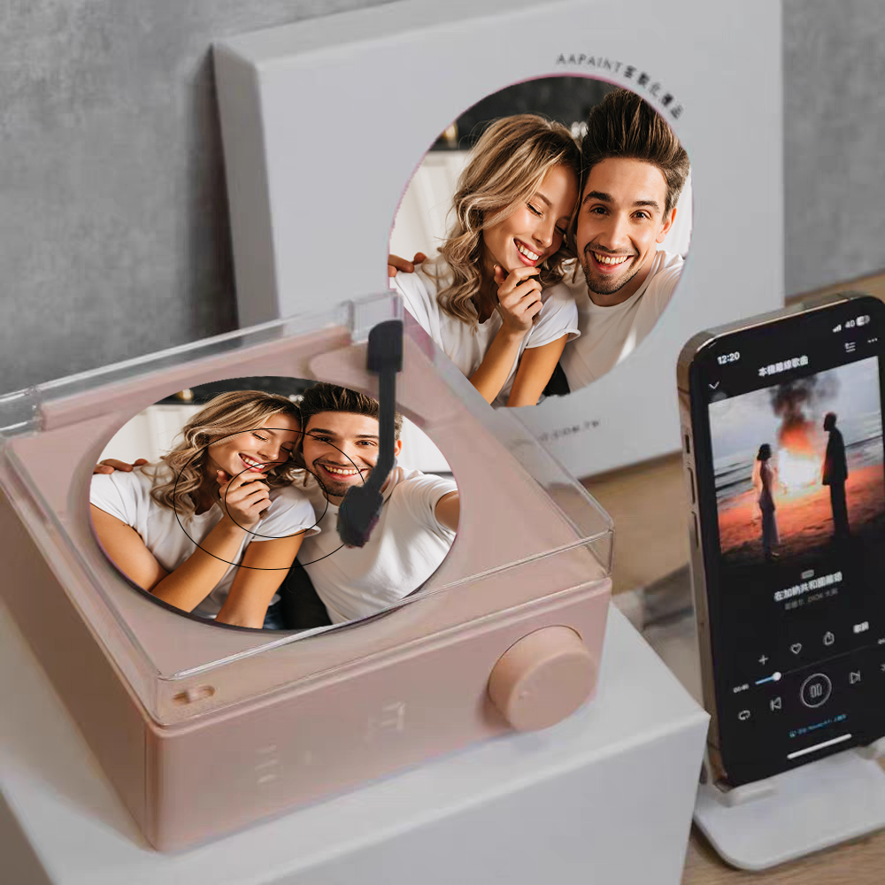 Custom Photo Vintage Vinyl Record Player Style Bluetooth Speaker Phonograph Style