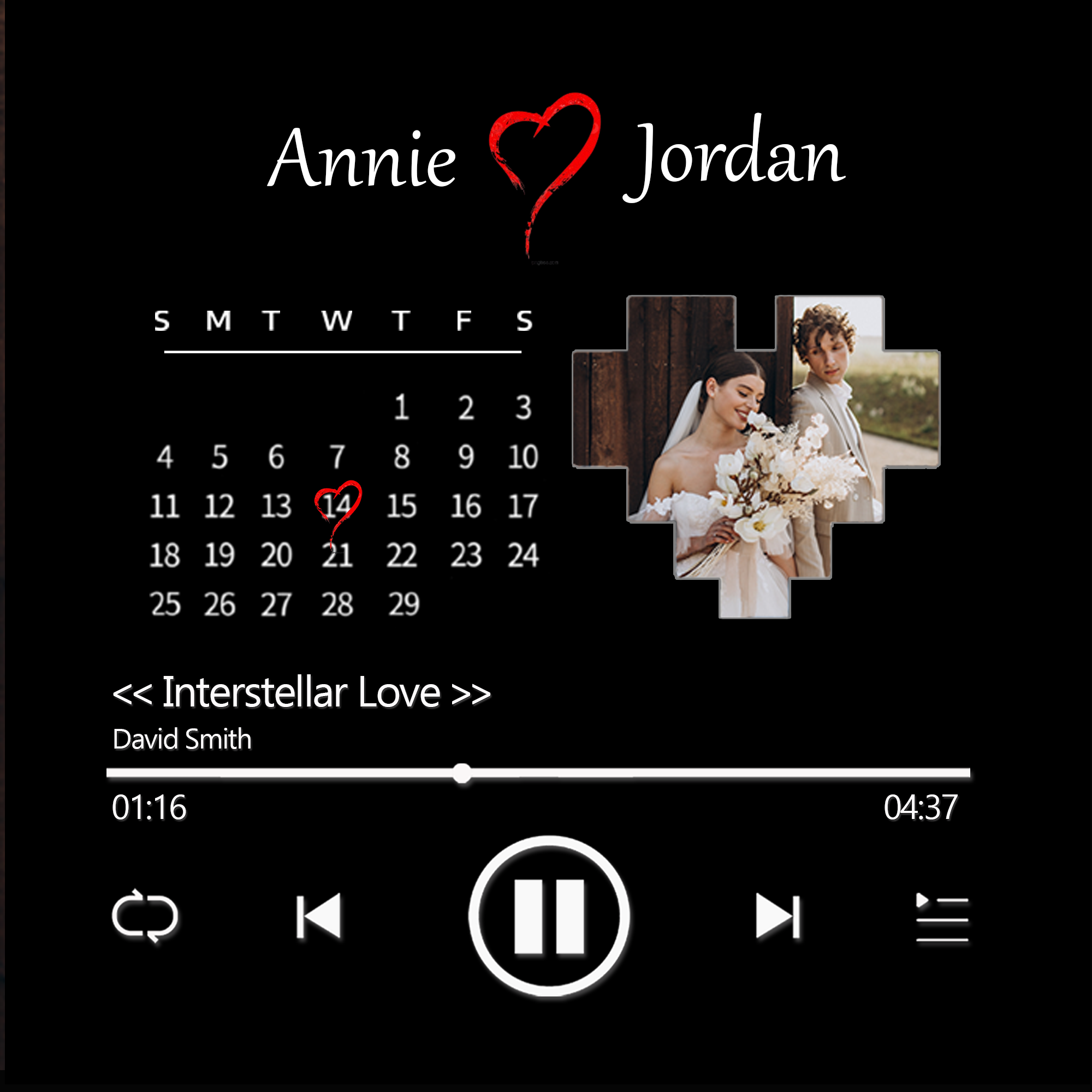 Personalised Photo Frame with Custom Whole Song Picture Frame Music Pl