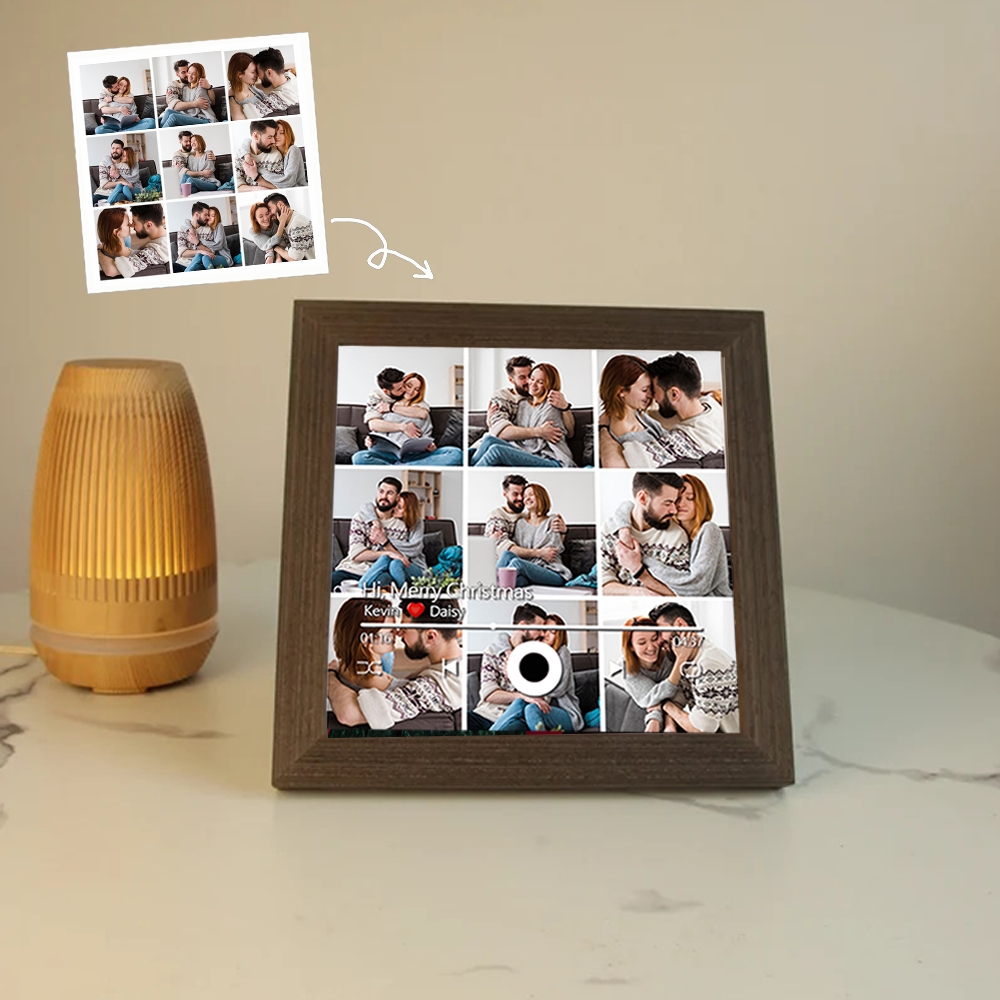 Custom Collage Photo Music Frame with Song Album Cover Personalised Photo Valentine’s Gifts (Can Play Music)