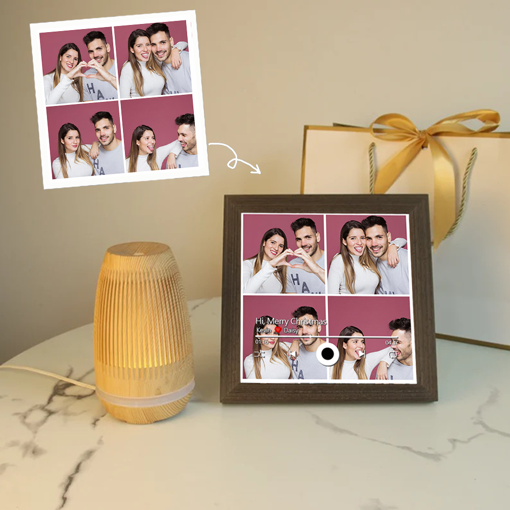 Custom Collage Photo Music Frame with Song Album Cover Personalised Photo Valentine’s Gifts (Can Play Music)