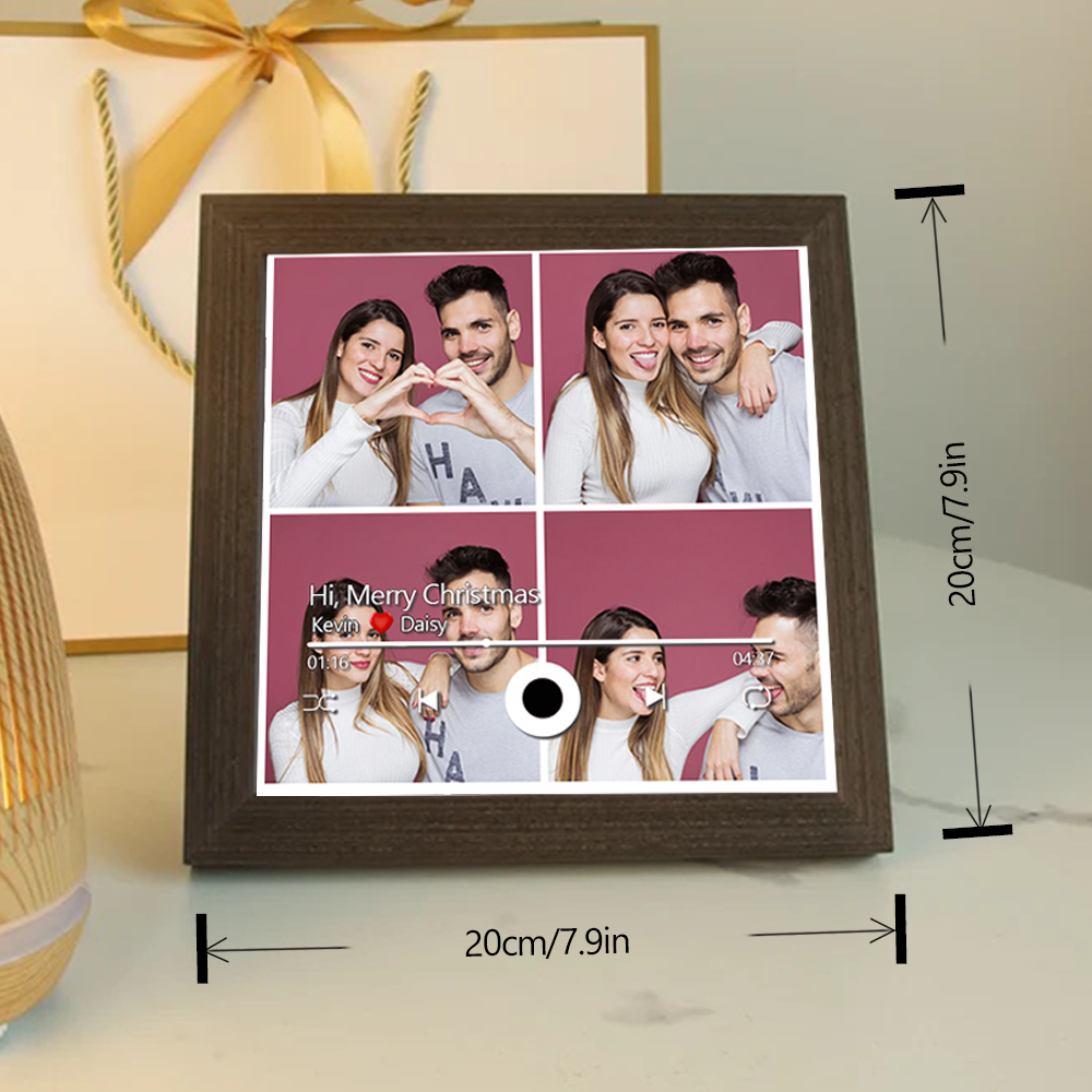 Custom Collage Photo Music Frame with Song Album Cover Personalised Photo Valentine’s Gifts (Can Play Music)