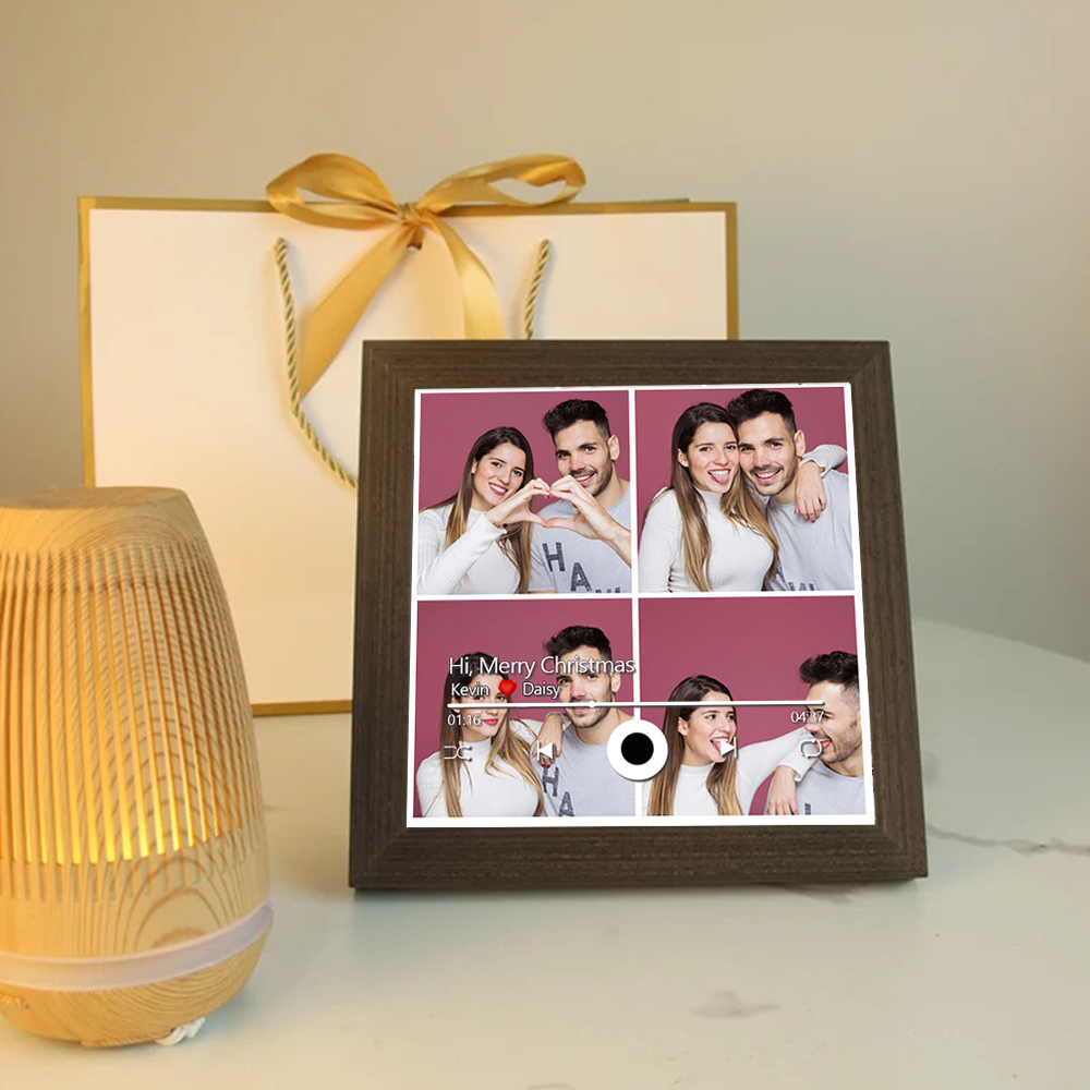 Custom Collage Photo Music Frame with Song Album Cover Personalised Photo Valentine’s Gifts (Can Play Music)
