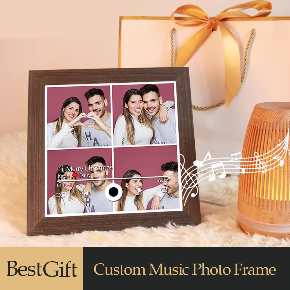 Custom Collage Photo Music Frame with Song Album Cover Personalised Photo Valentine’s Gifts (Can Play Music)